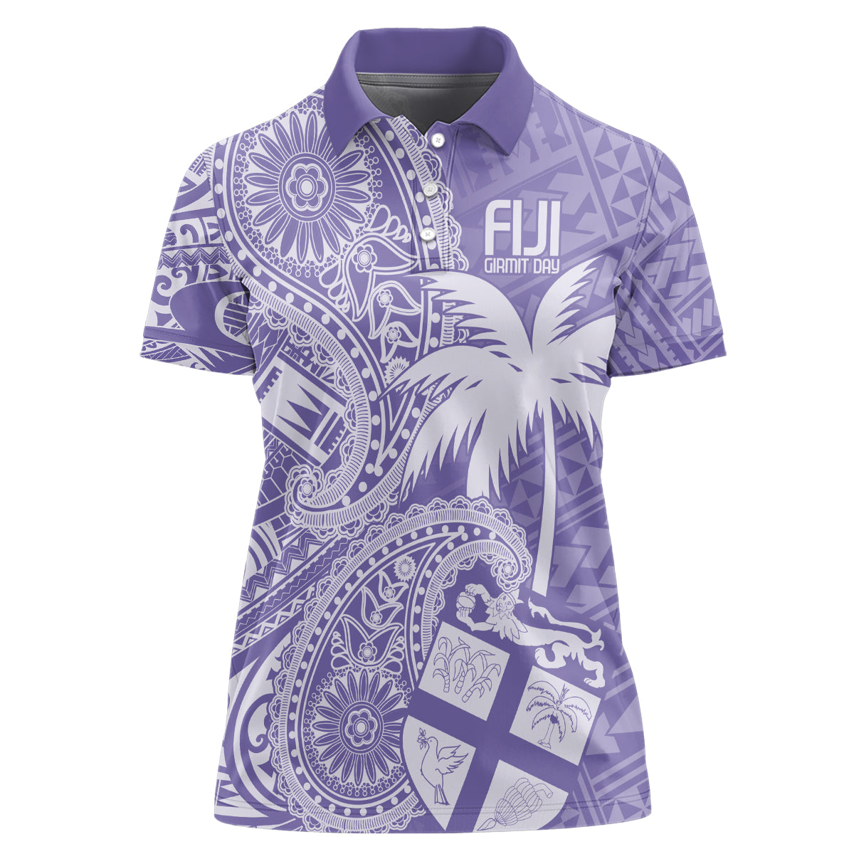 Custom Indo Fijians Women Polo Shirt Fiji ke Hindustani Polyneisan Paisley Purple Style LT9 Female Purple - Polynesian Pride
