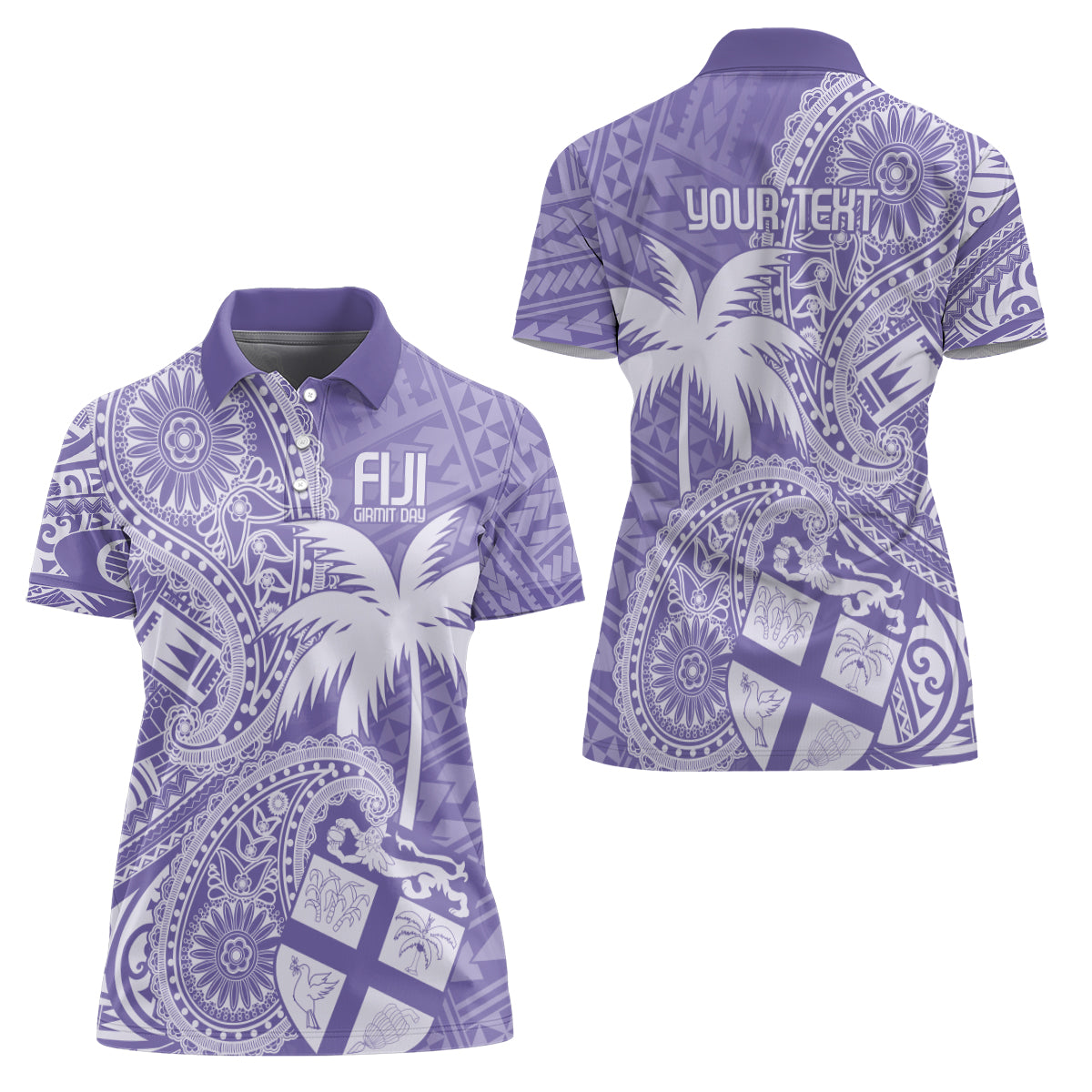 Custom Indo Fijians Women Polo Shirt Fiji ke Hindustani Polyneisan Paisley Purple Style LT9 - Polynesian Pride
