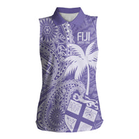 Custom Indo Fijians Women Sleeveless Polo Shirt Fiji ke Hindustani Polyneisan Paisley Purple Style LT9 Female Purple - Polynesian Pride
