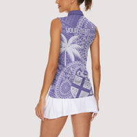 Custom Indo Fijians Women Sleeveless Polo Shirt Fiji ke Hindustani Polyneisan Paisley Purple Style LT9 - Polynesian Pride