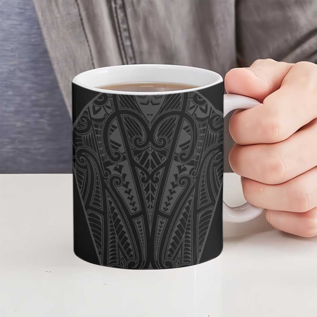 Queensland Maori Rugby Nga Hau e Wha Ceramic Mug Black Motif - Polynesian Pride