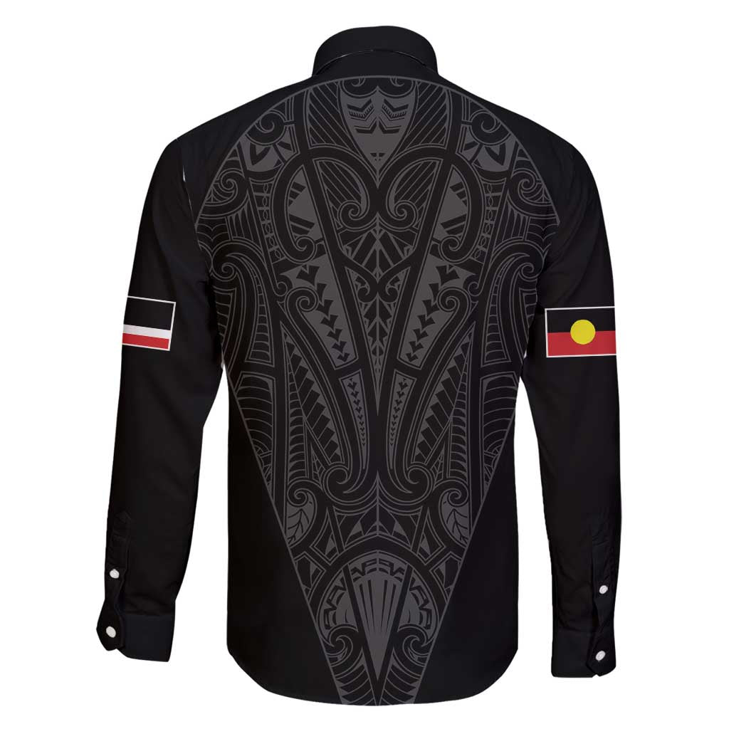 Queensland Maori Rugby Nga Hau e Wha Family Matching Mermaid Dress and Hawaiian Shirt Black Motif LT9 - Polynesian Pride
