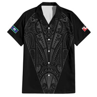 Queensland Maori Rugby Nga Hau e Wha Family Matching Off The Shoulder Long Sleeve Dress and Hawaiian Shirt Black Motif LT9 Dad's Shirt - Short Sleeve Black - Polynesian Pride
