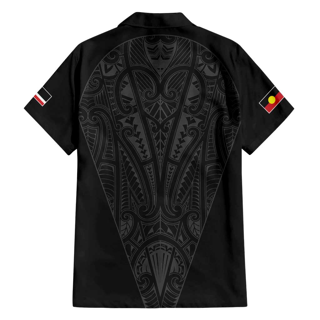 Queensland Maori Rugby Nga Hau e Wha Family Matching Off Shoulder Maxi Dress and Hawaiian Shirt Black Motif LT9 - Polynesian Pride