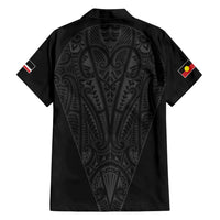 Queensland Maori Rugby Nga Hau e Wha Family Matching Off Shoulder Maxi Dress and Hawaiian Shirt Black Motif LT9 - Polynesian Pride