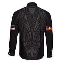 Queensland Maori Rugby Nga Hau e Wha Family Matching Short Sleeve Bodycon Dress and Hawaiian Shirt Black Motif LT9 - Polynesian Pride