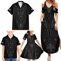Queensland Maori Rugby Nga Hau e Wha Family Matching Summer Maxi Dress and Hawaiian Shirt Black Motif LT9 - Polynesian Pride