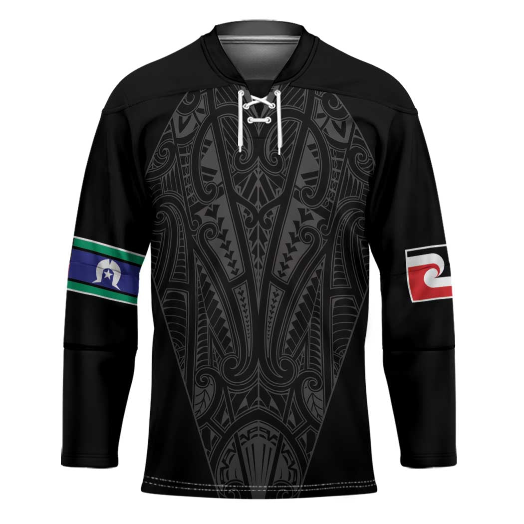 Queensland Maori Rugby Nga Hau e Wha Hockey Jersey Black Motif - Polynesian Pride