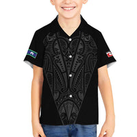 Queensland Maori Rugby Nga Hau e Wha Kid Hawaiian Shirt Black Motif