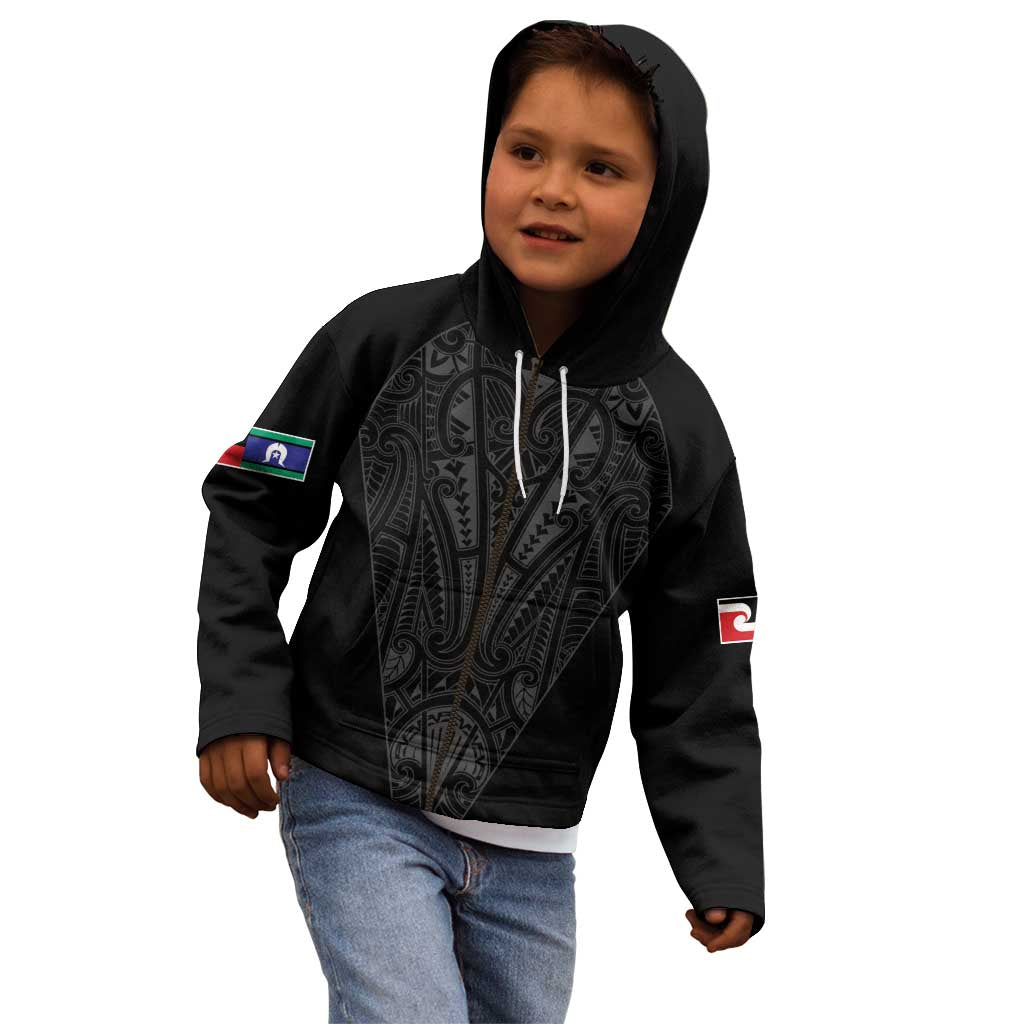 Queensland Maori Rugby Nga Hau e Wha Kid Hoodie Black Motif