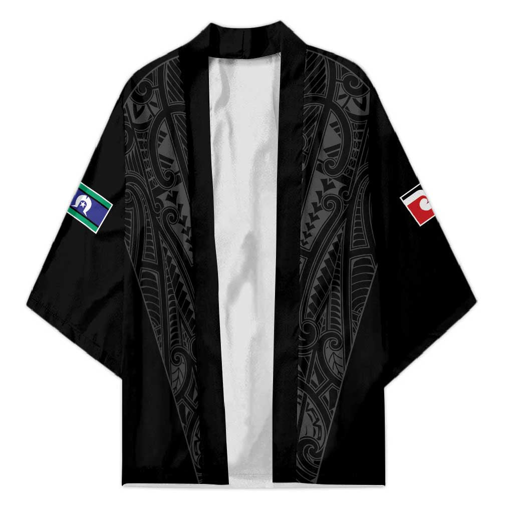 Queensland Maori Rugby Nga Hau e Wha Kimono Black Motif LT9 Unisex Black - Polynesian Pride