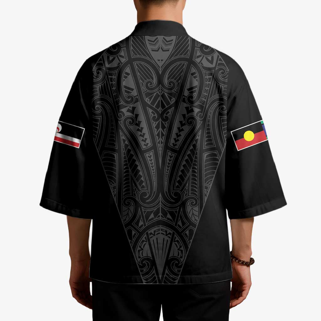 Queensland Maori Rugby Nga Hau e Wha Kimono Black Motif LT9 - Polynesian Pride