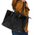 Queensland Maori Rugby Nga Hau e Wha Leather Tote Bag Black Motif