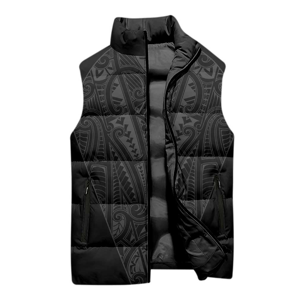 Queensland Maori Rugby Nga Hau e Wha Sleeveless Puffer Jacket Black Motif - Polynesian Pride