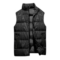 Queensland Maori Rugby Nga Hau e Wha Sleeveless Puffer Jacket Black Motif - Polynesian Pride