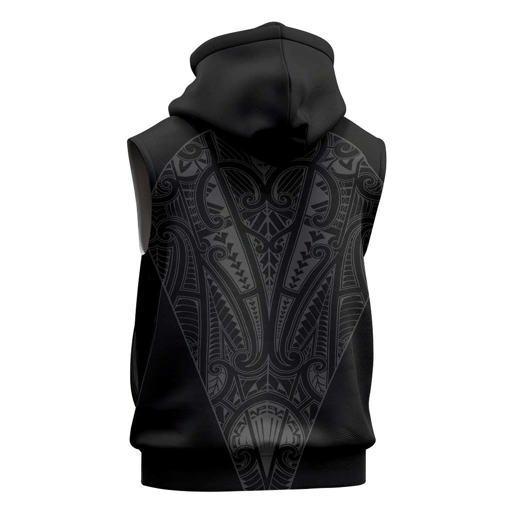 Queensland Maori Rugby Nga Hau e Wha Sleeveless Zip Hoodie Black Motif - Polynesian Pride