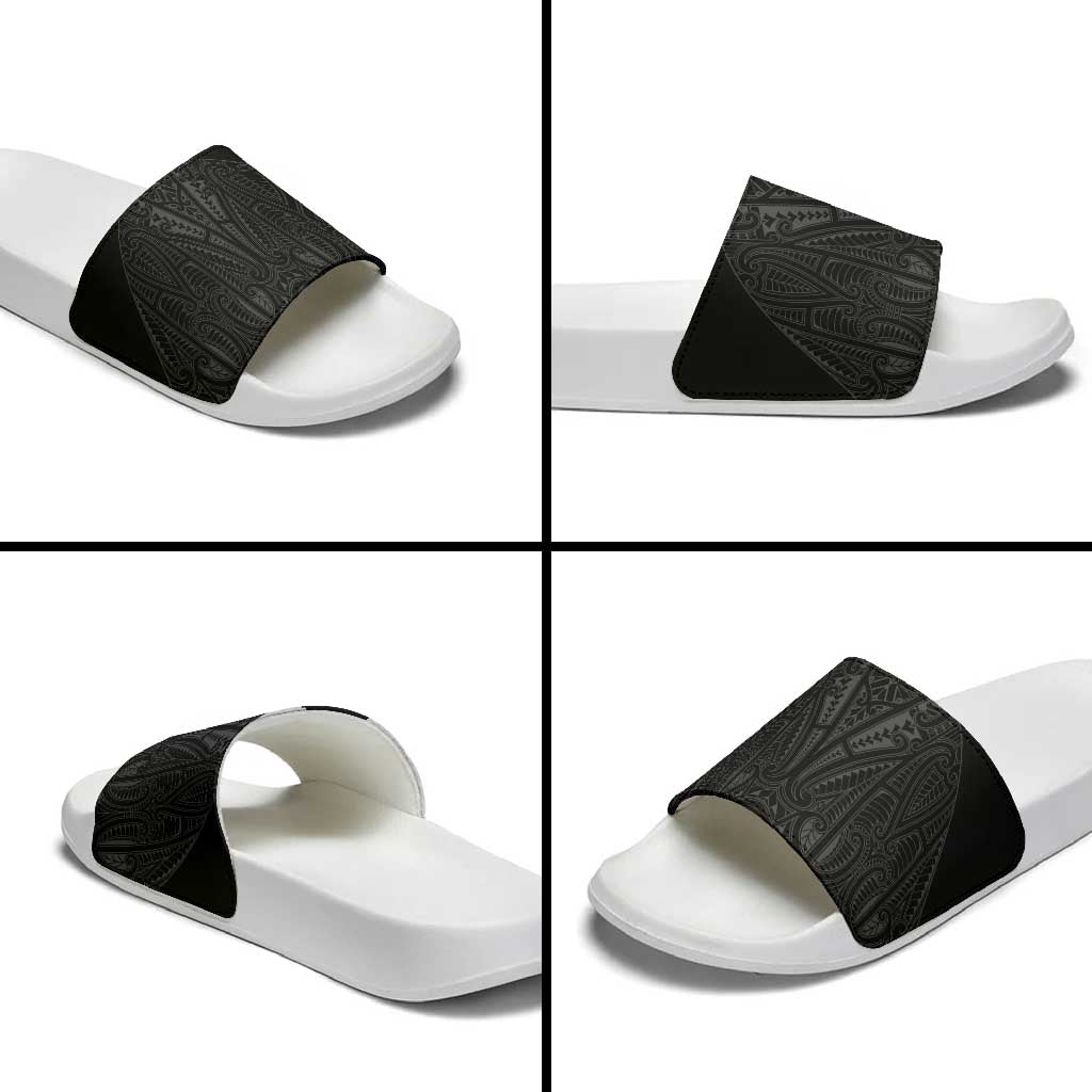 Queensland Maori Rugby Nga Hau e Wha Slide Sandals Black Motif - Polynesian Pride