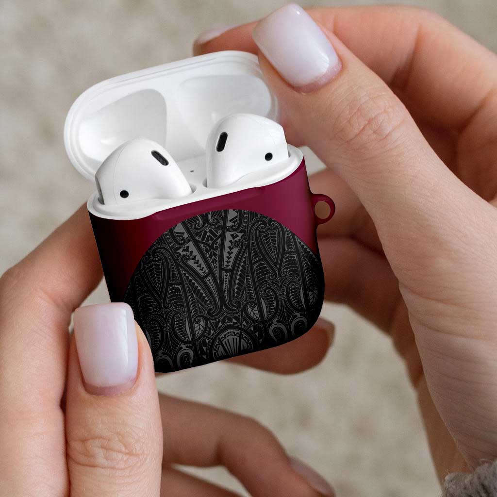 Queensland Maori Rugby Nga Hau e Wha AirPods Case Maroon Motif - Polynesian Pride
