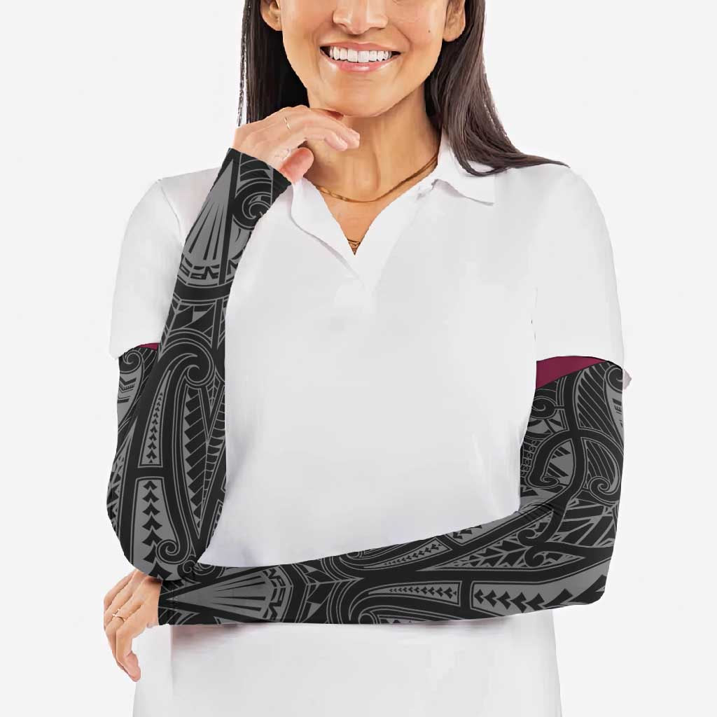 Queensland Maori Rugby Nga Hau e Wha Arm Sleeves Maroon Motif - Polynesian Pride