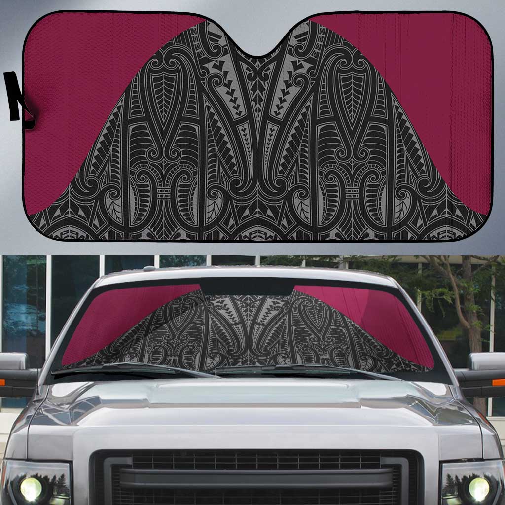 Queensland Maori Rugby Nga Hau e Wha Auto Sun Shade Maroon Motif - Polynesian Pride