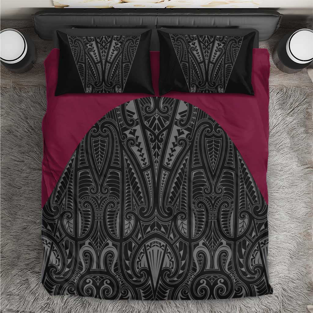 Queensland Maori Rugby Nga Hau e Wha Bedding Set Maroon Motif