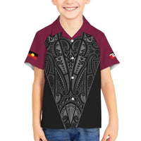Queensland Maori Rugby Nga Hau e Wha Family Matching Long Sleeve Bodycon Dress and Hawaiian Shirt Maroon Motif LT9 Son's Shirt Maroon - Polynesian Pride
