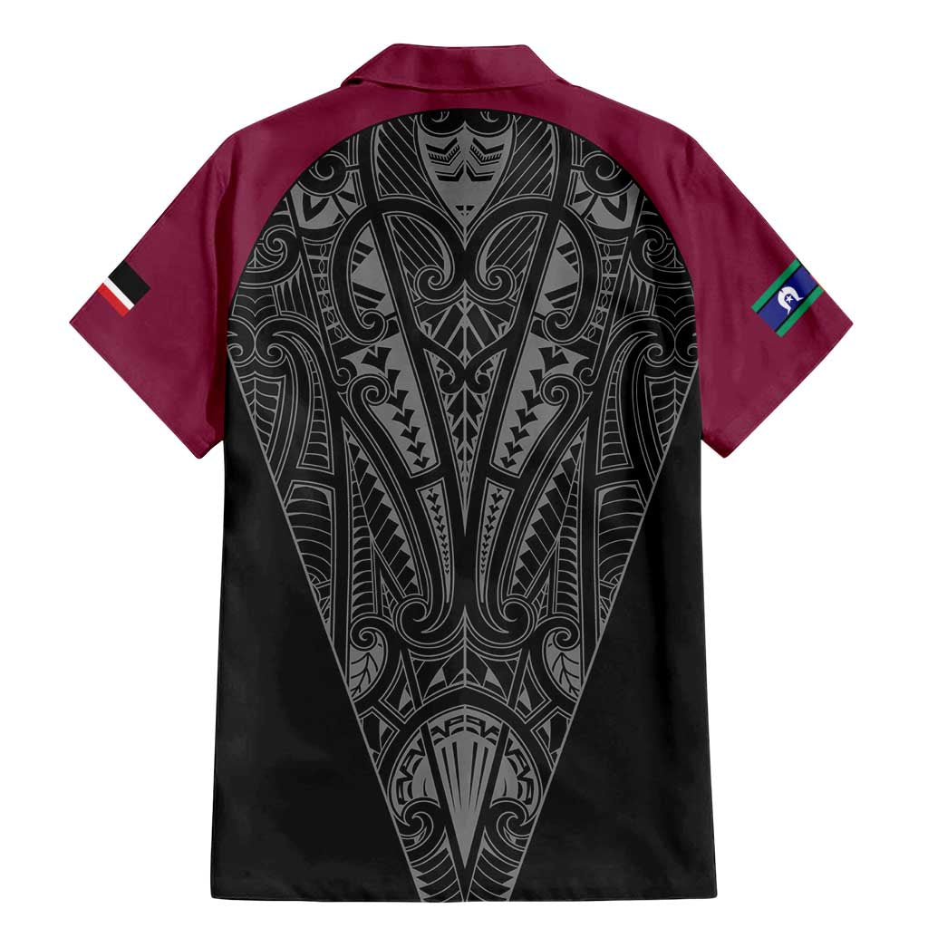Queensland Maori Rugby Nga Hau e Wha Family Matching Mermaid Dress and Hawaiian Shirt Maroon Motif LT9 - Polynesian Pride