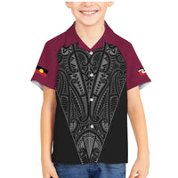 Queensland Maori Rugby Nga Hau e Wha Family Matching Mermaid Dress and Hawaiian Shirt Maroon Motif LT9 Son's Shirt Maroon - Polynesian Pride