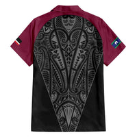 Queensland Maori Rugby Nga Hau e Wha Family Matching Puletasi and Hawaiian Shirt Maroon Motif LT9 - Polynesian Pride