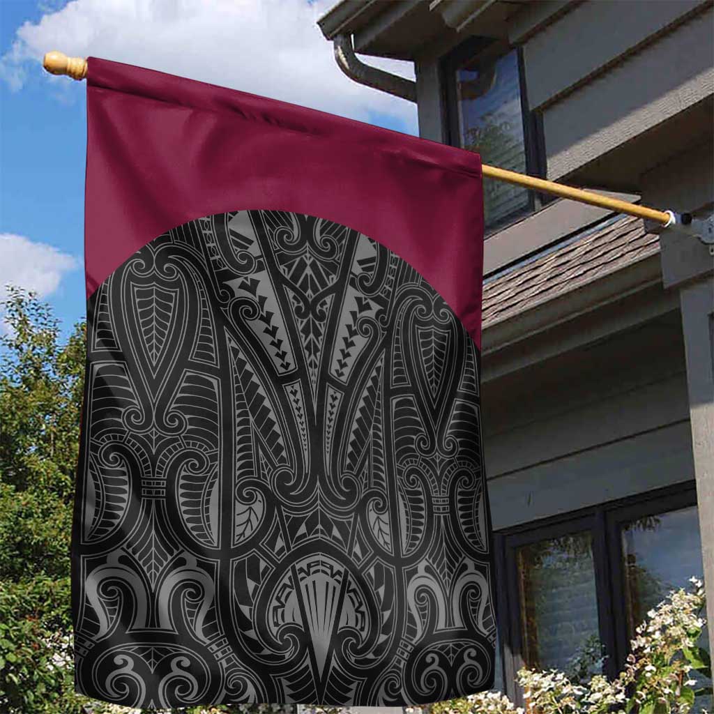 Queensland Maori Rugby Nga Hau e Wha Garden Flag Maroon Motif LT9 - Polynesian Pride