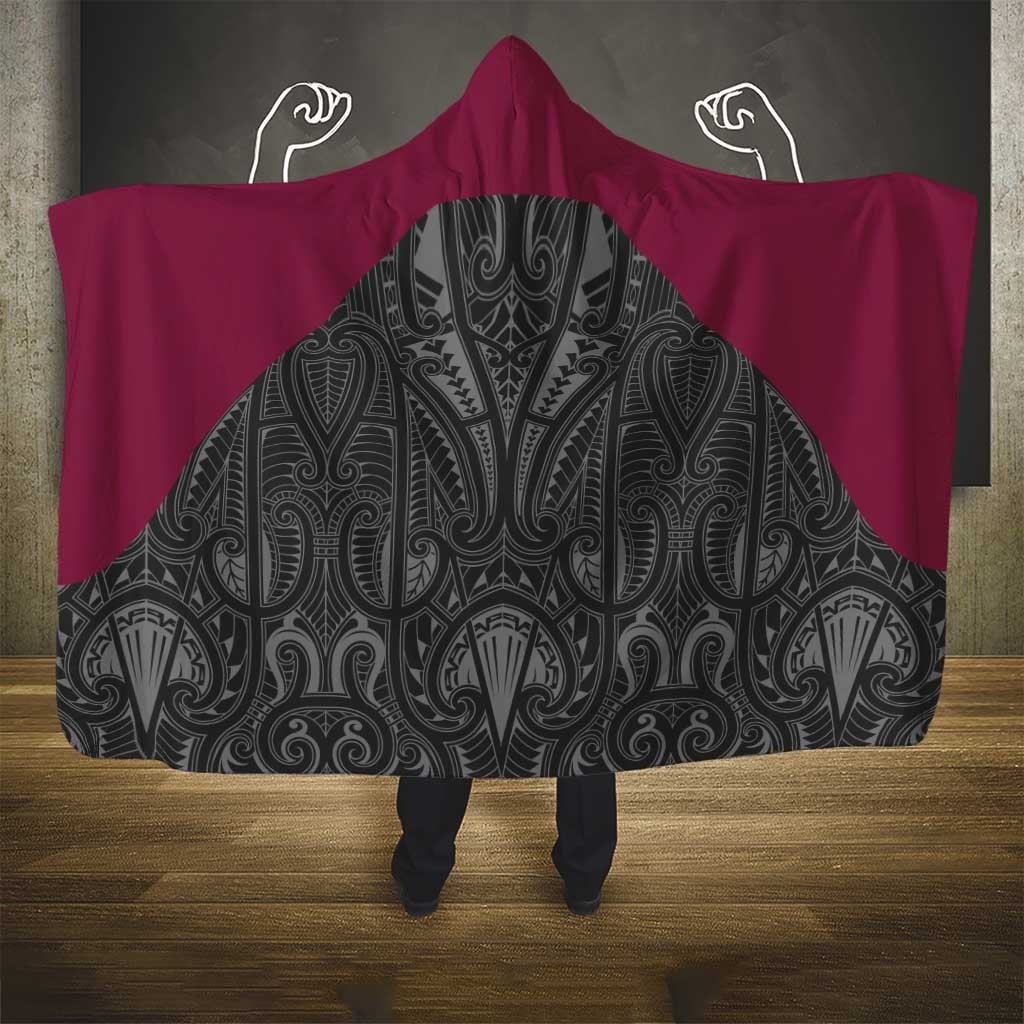 Queensland Maori Rugby Nga Hau e Wha Hooded Blanket Maroon Motif LT9 - Polynesian Pride