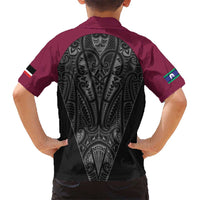 Queensland Maori Rugby Nga Hau e Wha Kid Hawaiian Shirt Maroon Motif