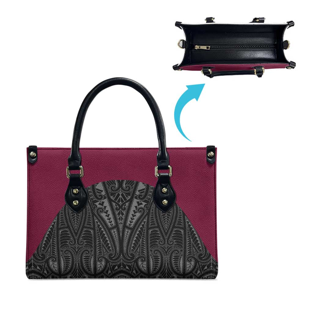 Queensland Maori Rugby Nga Hau e Wha Leather Bag Maroon Motif - Polynesian Pride