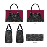 Queensland Maori Rugby Nga Hau e Wha Leather Bag Maroon Motif - Polynesian Pride