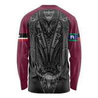 Queensland Maori Rugby Nga Hau e Wha Long Sleeve Shirt Maroon Motif LT9 - Polynesian Pride