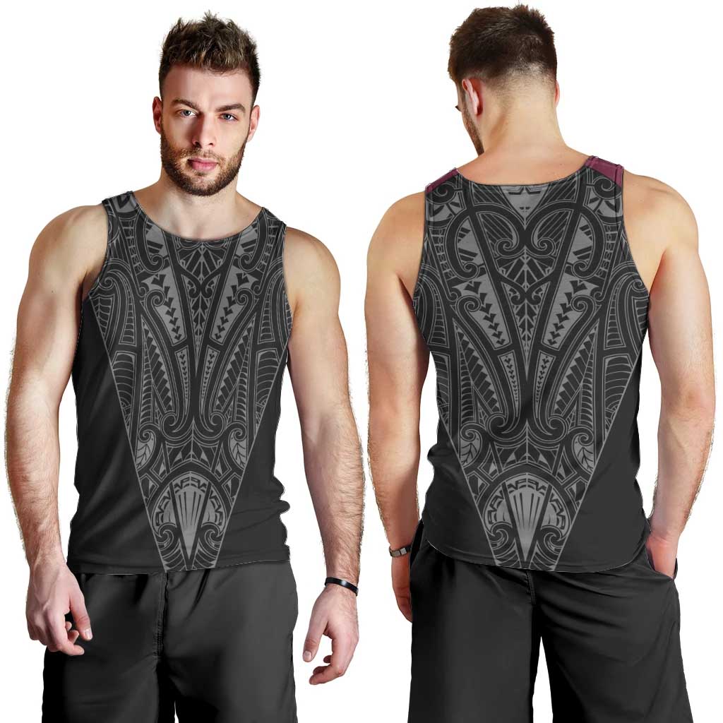 Queensland Maori Rugby Nga Hau e Wha Men Tank Top Maroon Motif
