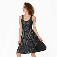 Queensland Maori Rugby Nga Hau e Wha Midi Dress Maroon Motif - Polynesian Pride
