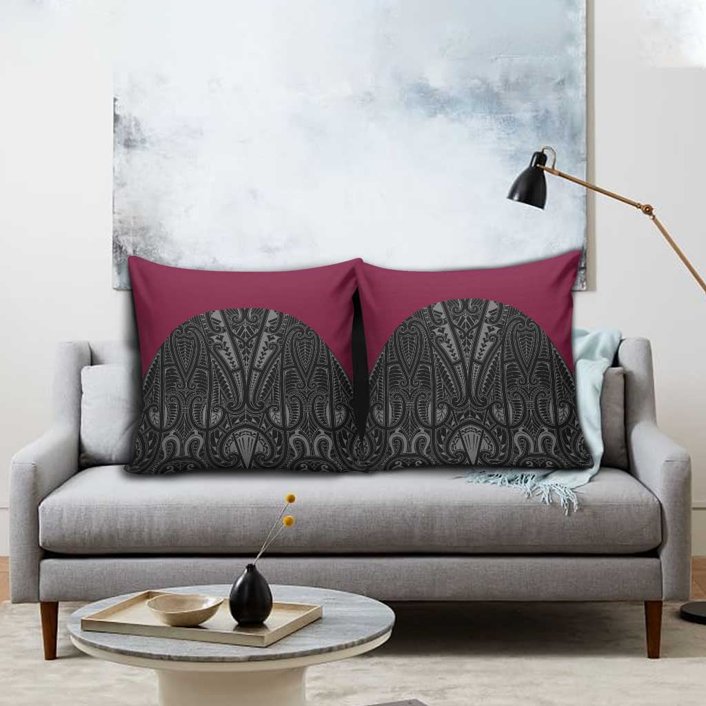 Queensland Maori Rugby Nga Hau e Wha Pillow Cover Maroon Motif - Polynesian Pride