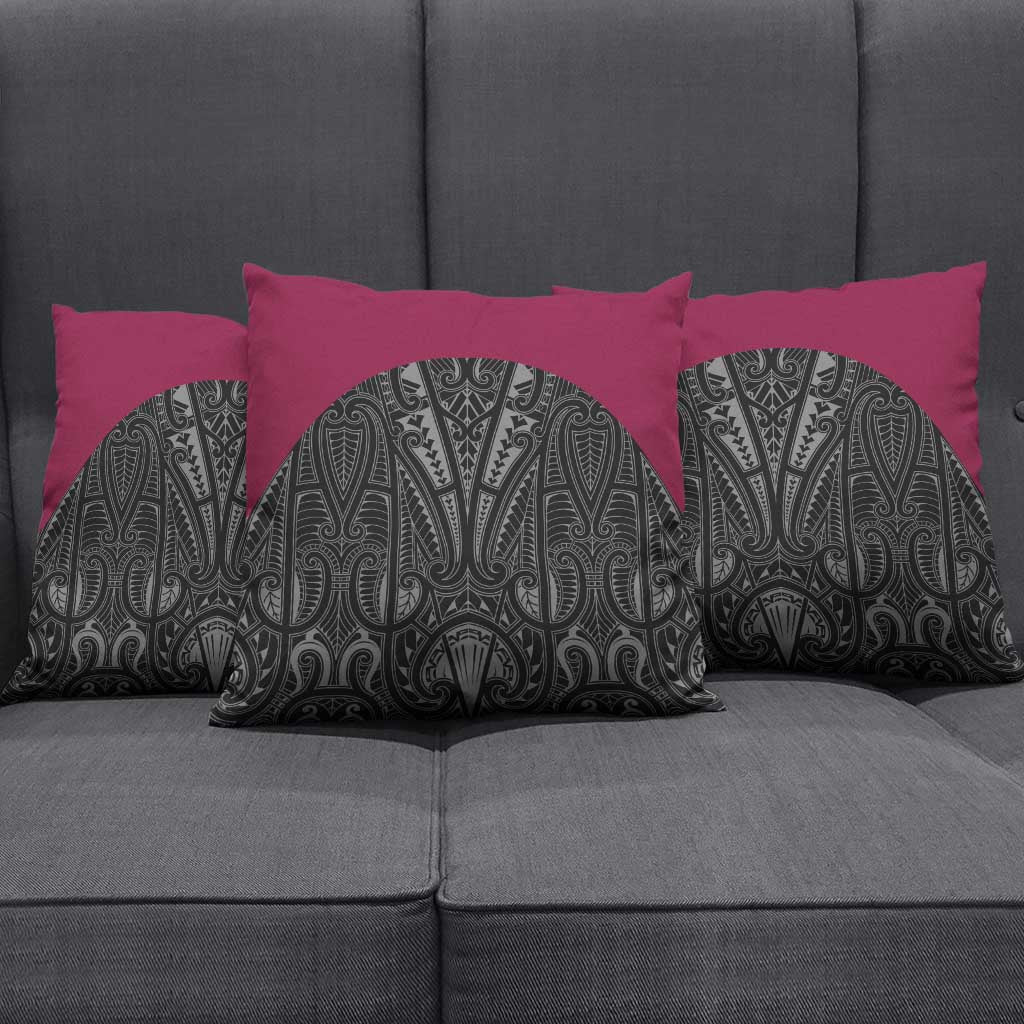 Queensland Maori Rugby Nga Hau e Wha Pillow Cover Maroon Motif - Polynesian Pride