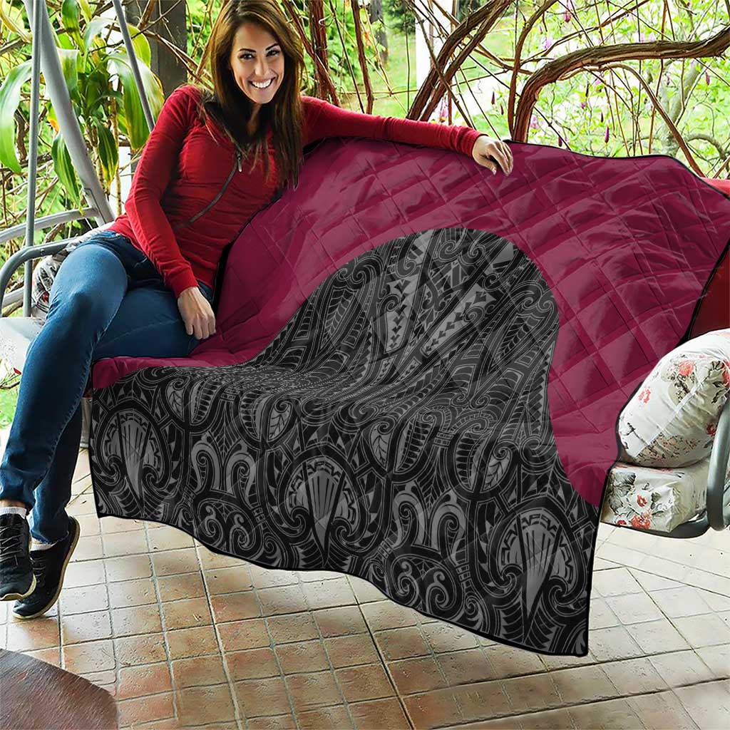 Queensland Maori Rugby Nga Hau e Wha Quilt Maroon Motif
