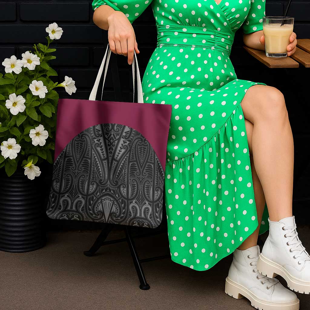 Queensland Maori Rugby Nga Hau e Wha Tote Bag Maroon Motif - Polynesian Pride