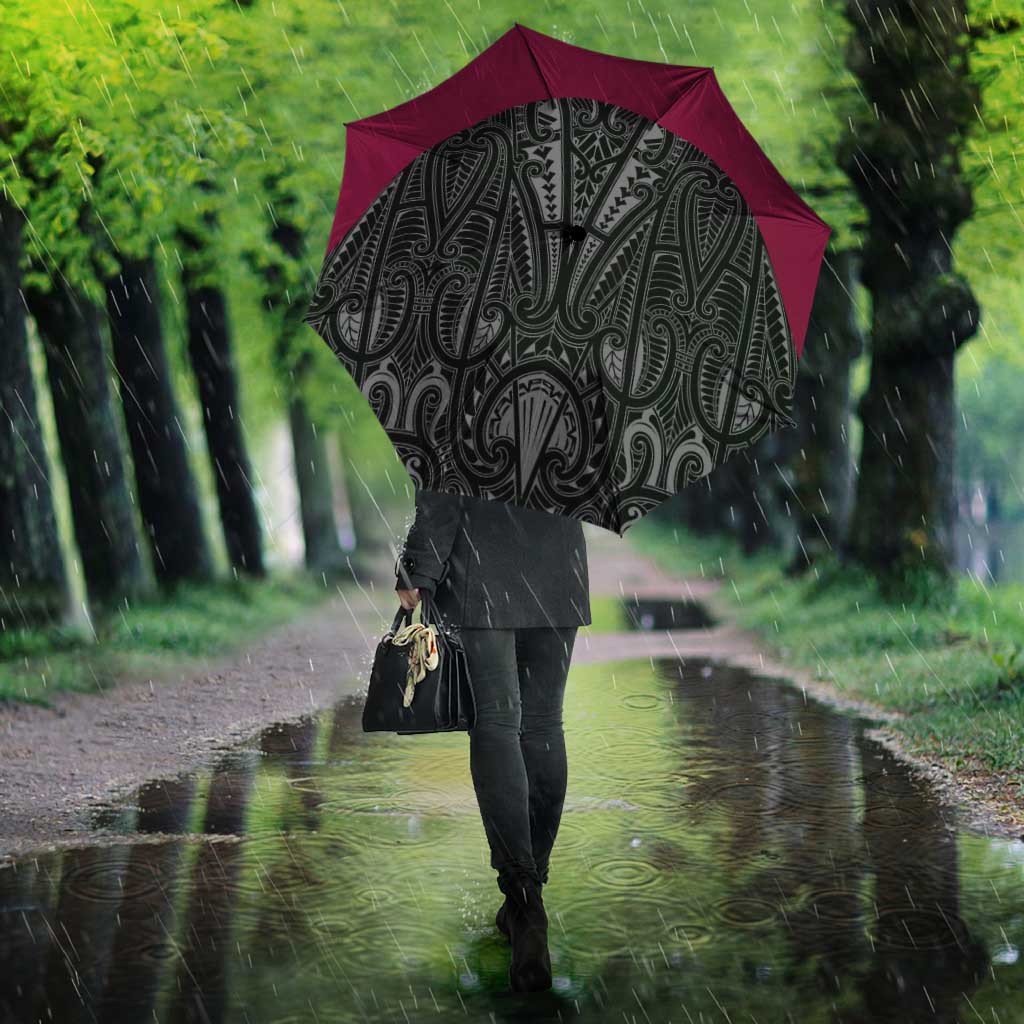 Queensland Maori Rugby Nga Hau e Wha Umbrella Maroon Motif - Polynesian Pride