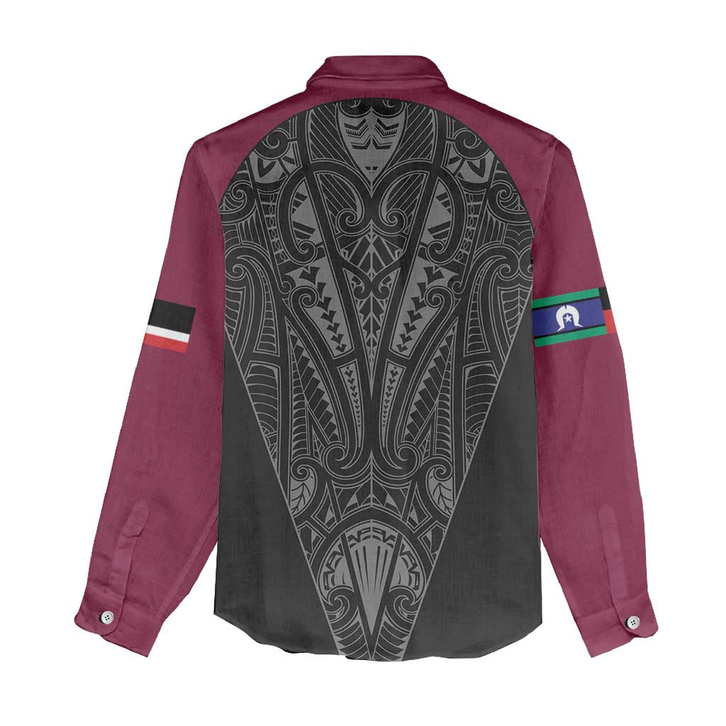Queensland Maori Rugby Nga Hau e Wha Women Casual Shirt Maroon Motif