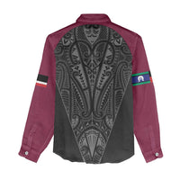 Queensland Maori Rugby Nga Hau e Wha Women Casual Shirt Maroon Motif