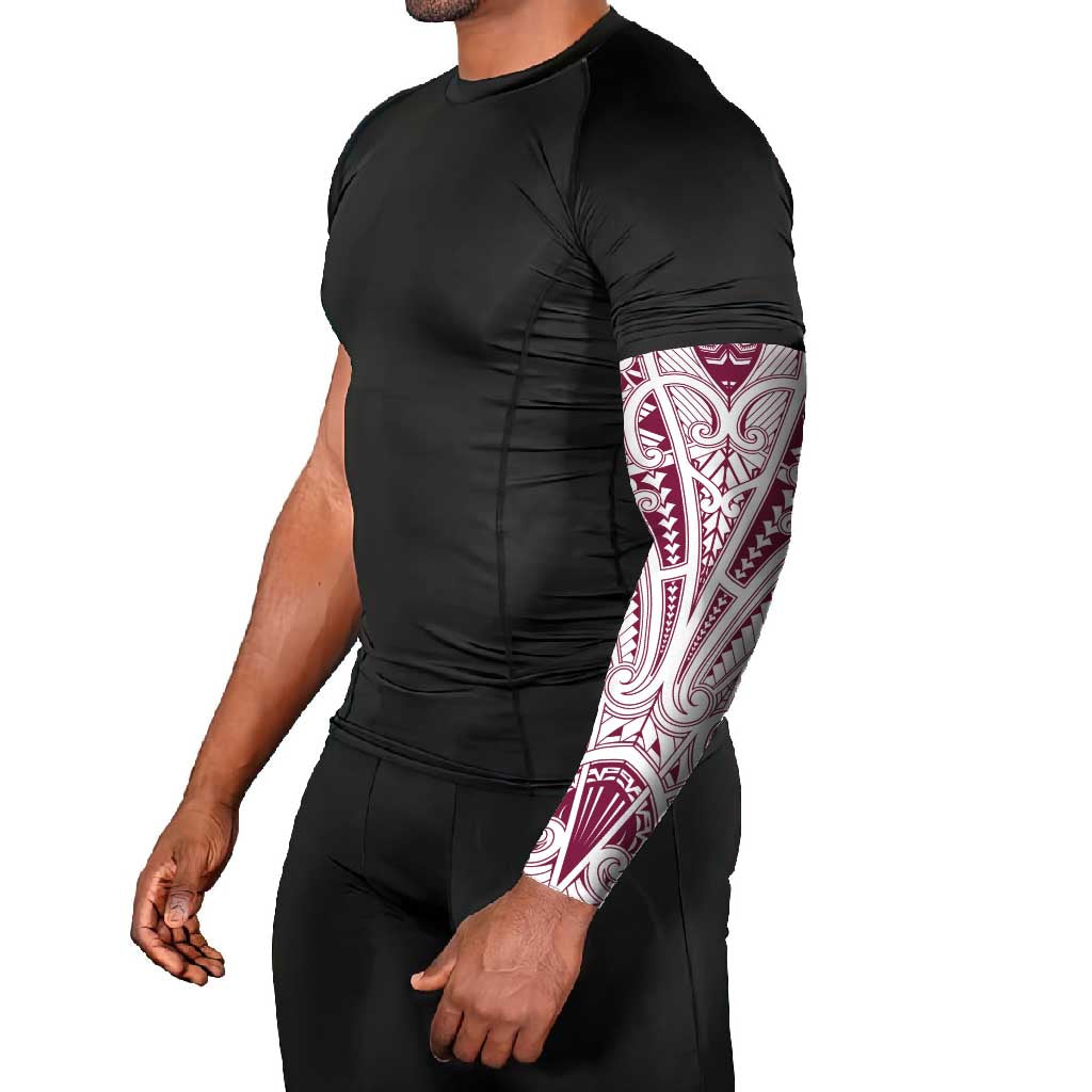 Queensland Maori Rugby Nga Hau e Wha Arm Sleeves White Motif LT9 - Polynesian Pride