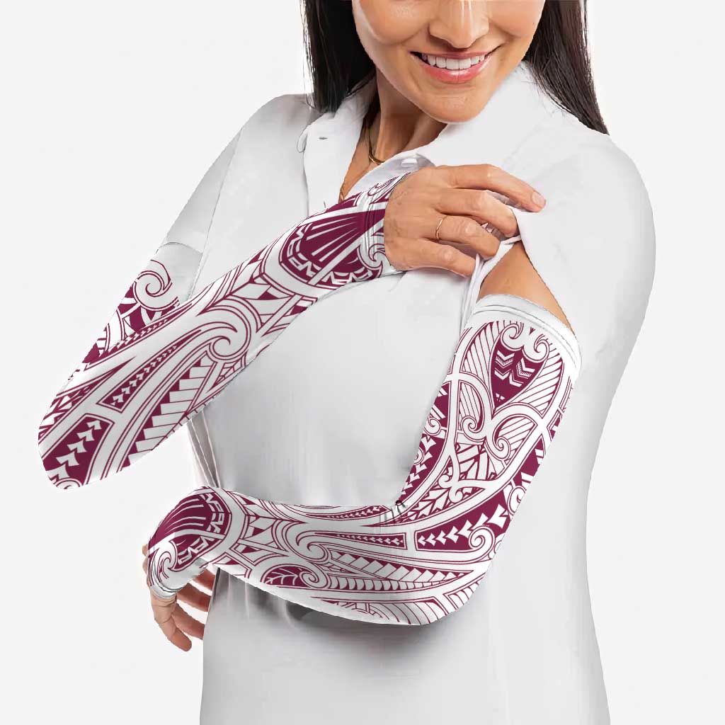 Queensland Maori Rugby Nga Hau e Wha Arm Sleeves White Motif LT9 - Polynesian Pride