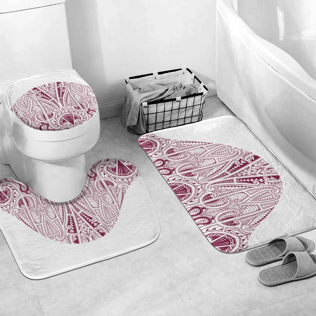 Queensland Maori Rugby Nga Hau e Wha Bathroom Set White Motif LT9 Mat Set Only (3 pcs) One Size White - Polynesian Pride