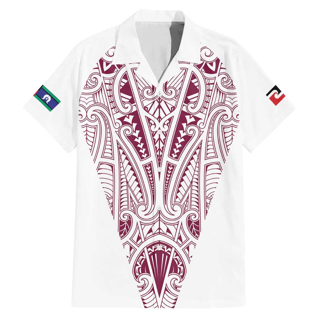 Queensland Maori Rugby Nga Hau e Wha Family Matching Mermaid Dress and Hawaiian Shirt White Motif LT9 Dad's Shirt - Short Sleeve White - Polynesian Pride