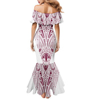 Queensland Maori Rugby Nga Hau e Wha Family Matching Mermaid Dress and Hawaiian Shirt White Motif LT9 - Polynesian Pride