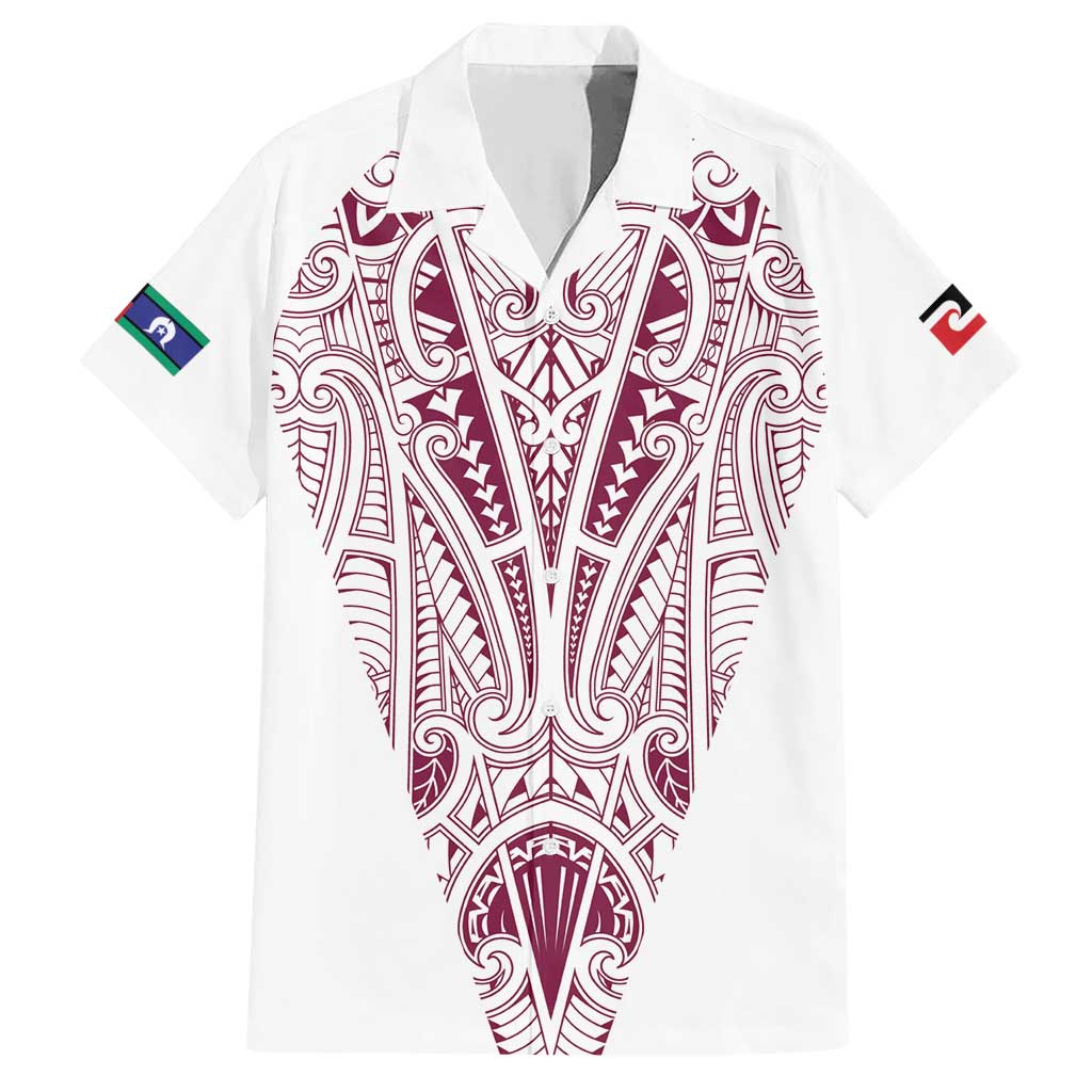 Queensland Maori Rugby Nga Hau e Wha Family Matching Short Sleeve Bodycon Dress and Hawaiian Shirt White Motif LT9 Dad's Shirt - Short Sleeve White - Polynesian Pride